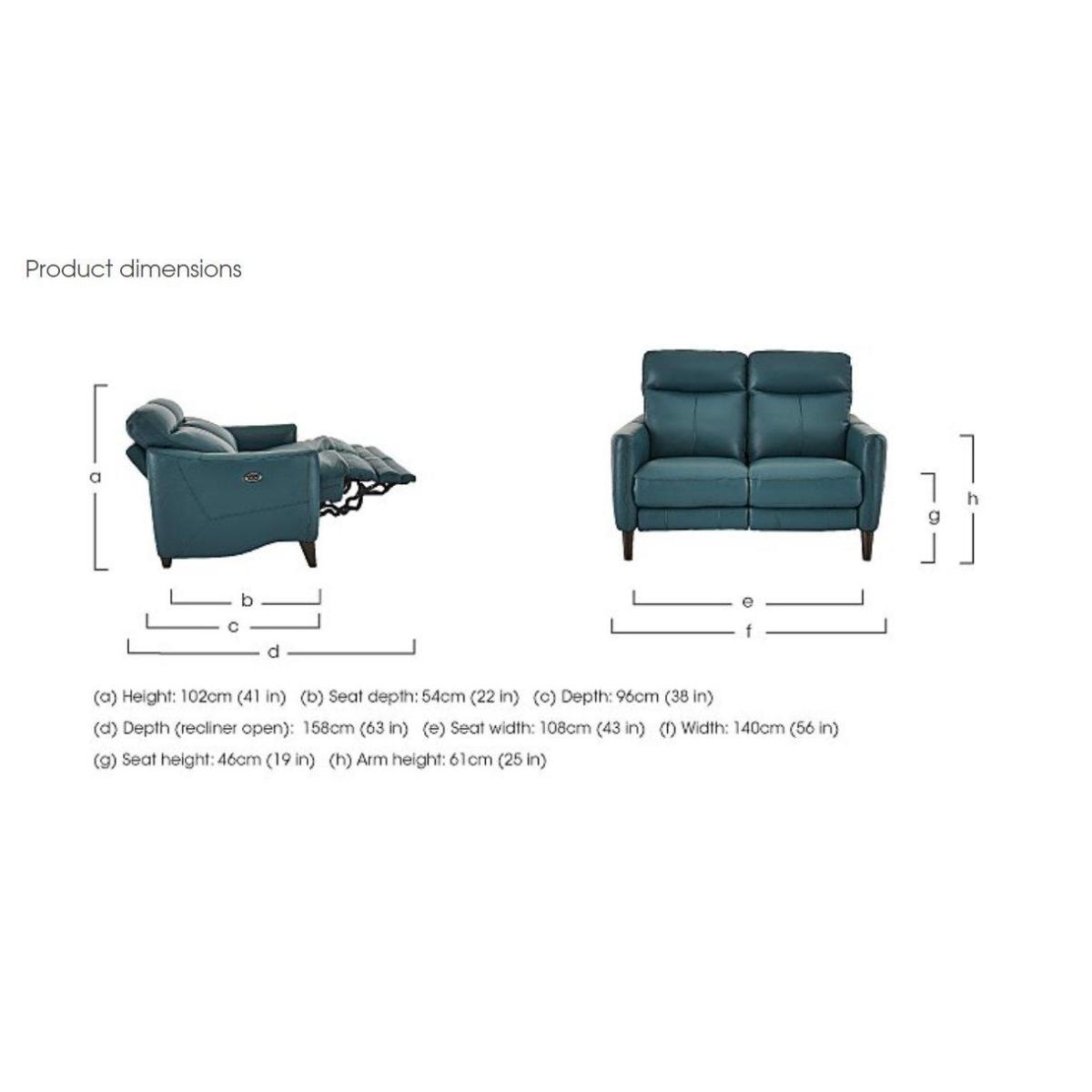 Compact Collection Petit 2 Seater Leather Power Recliner Sofa – image 2