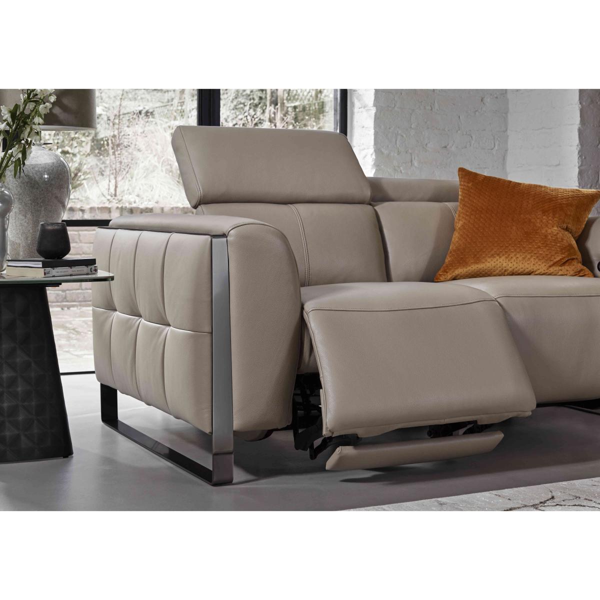 Gisella Leather 2 Seater Power Recliner Sofa with Power Headrests - Storm – image 4