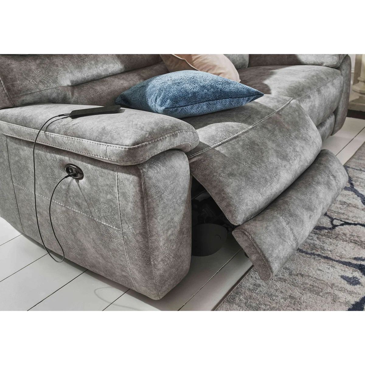 Comfort Story - Nimbus 3 Seater Fabric Sofa with Power Recliner - Cream – image 5