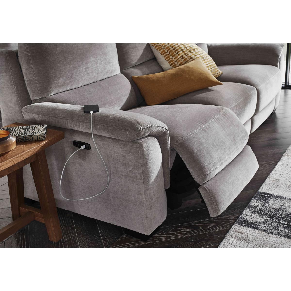 Medio 3 Seater Fabric Sofa with Power Recliner - Light Khaki – image 6