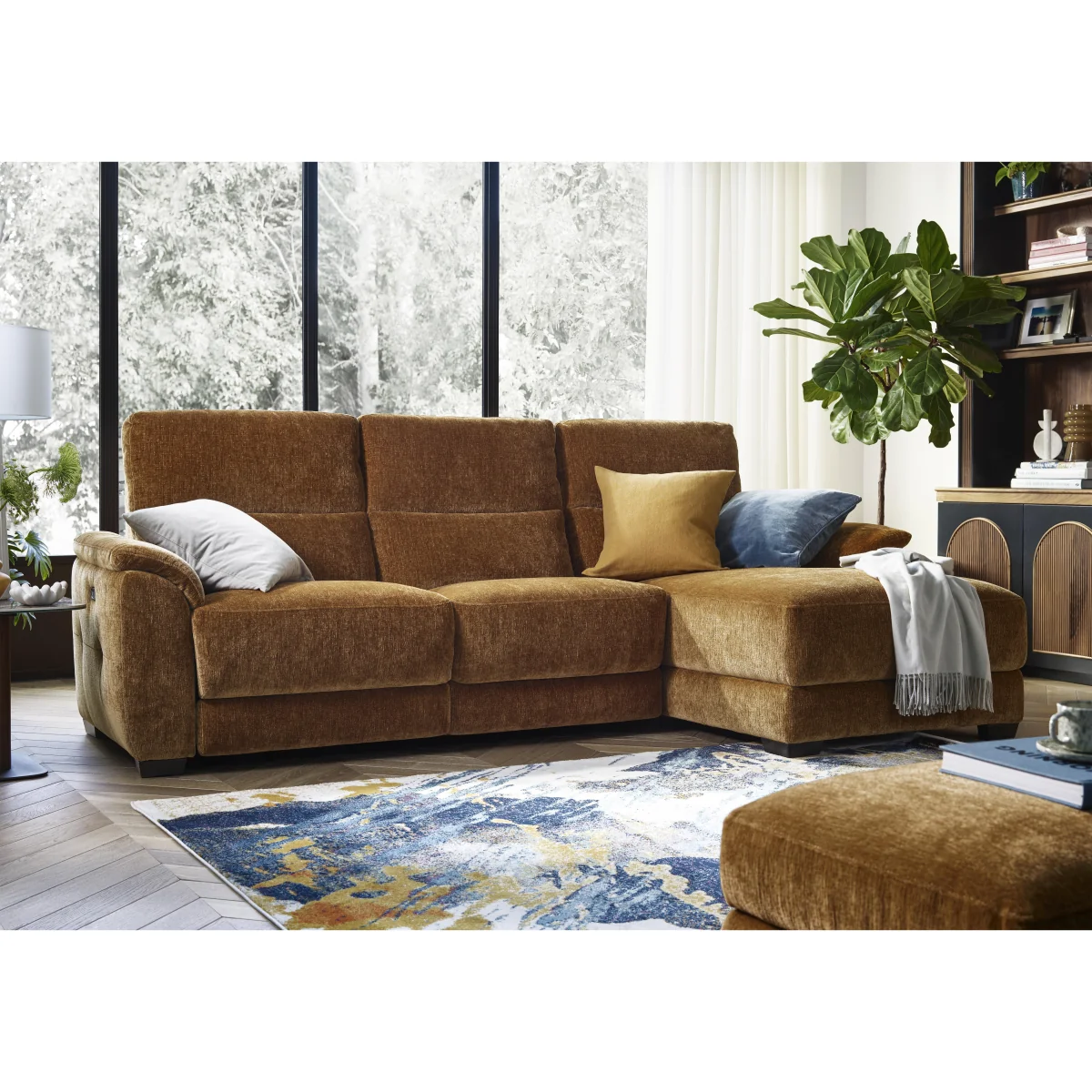 Saffron Fabric 3 Seater Power Recliner Sofa with Storage Right Hand Facing Chaise End - Sofas and Armchairs - In Time for Christmas – image 3