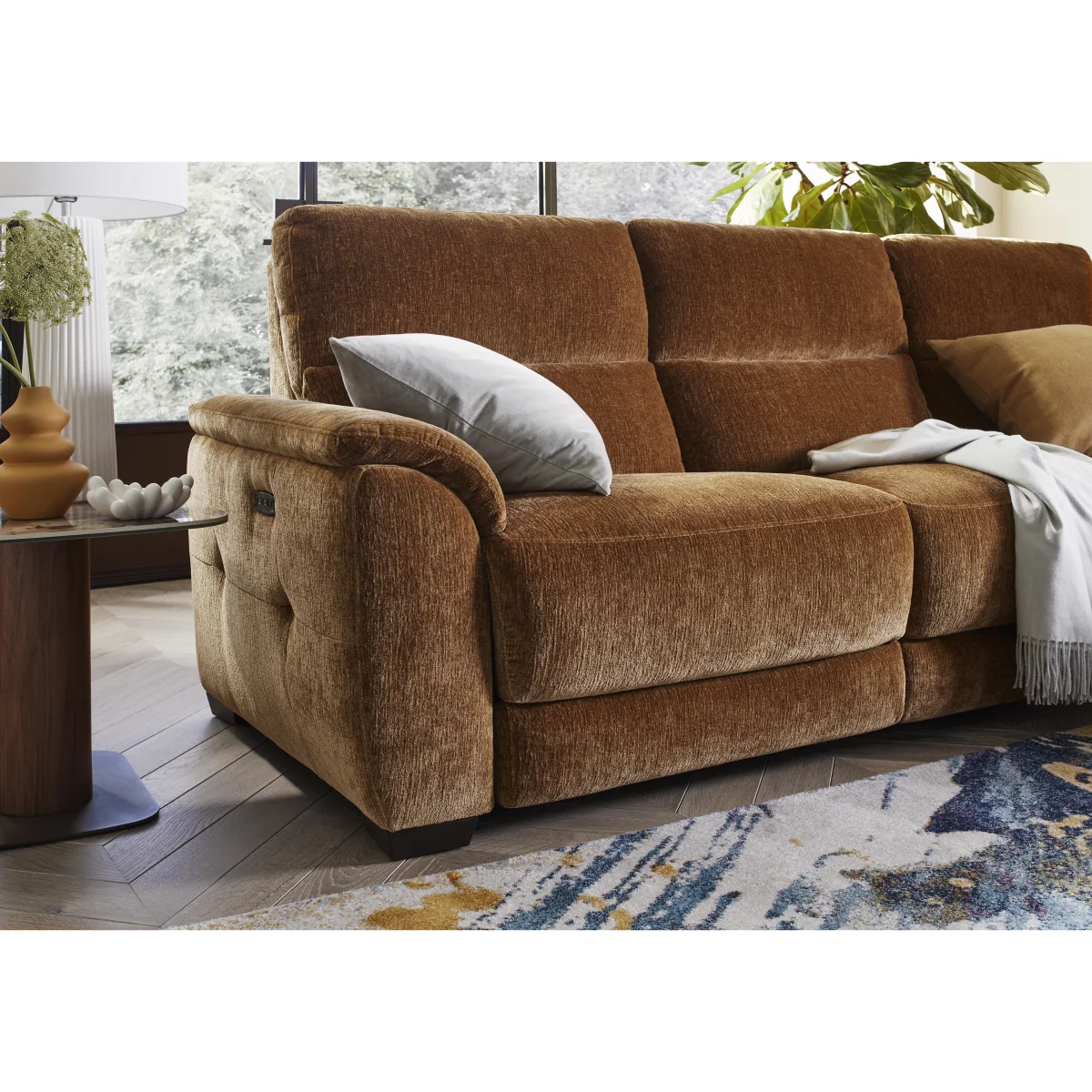 Saffron Fabric 3 Seater Power Recliner Sofa with Storage Right Hand Facing Chaise End - Sofas and Armchairs - In Time for Christmas – image 4