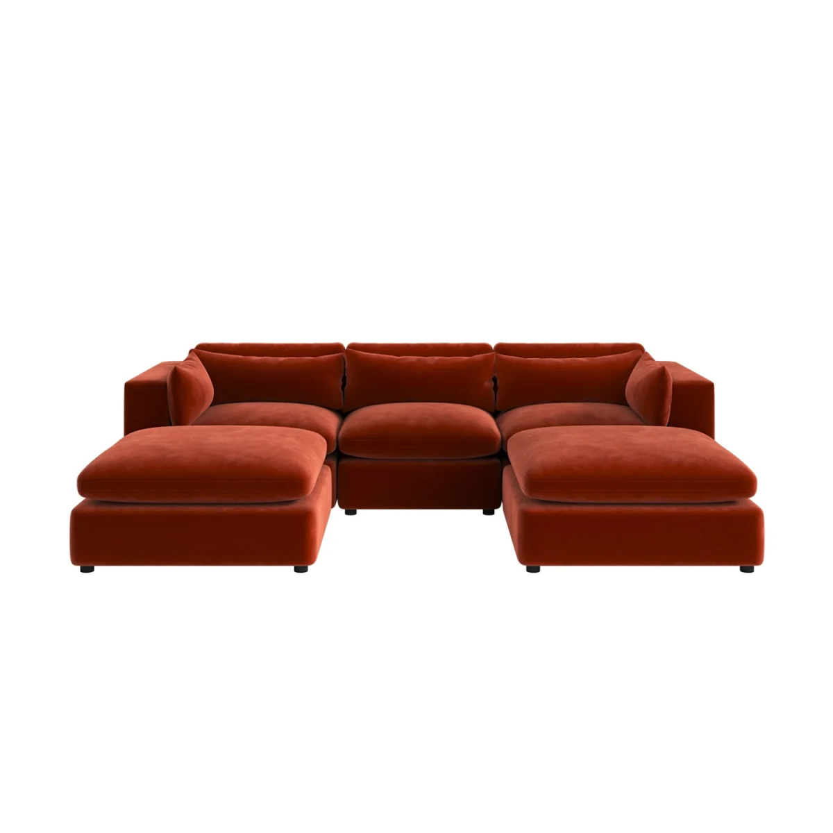 Burnt Orange Velvet U-Shaped Sofa - Hudson – image 4