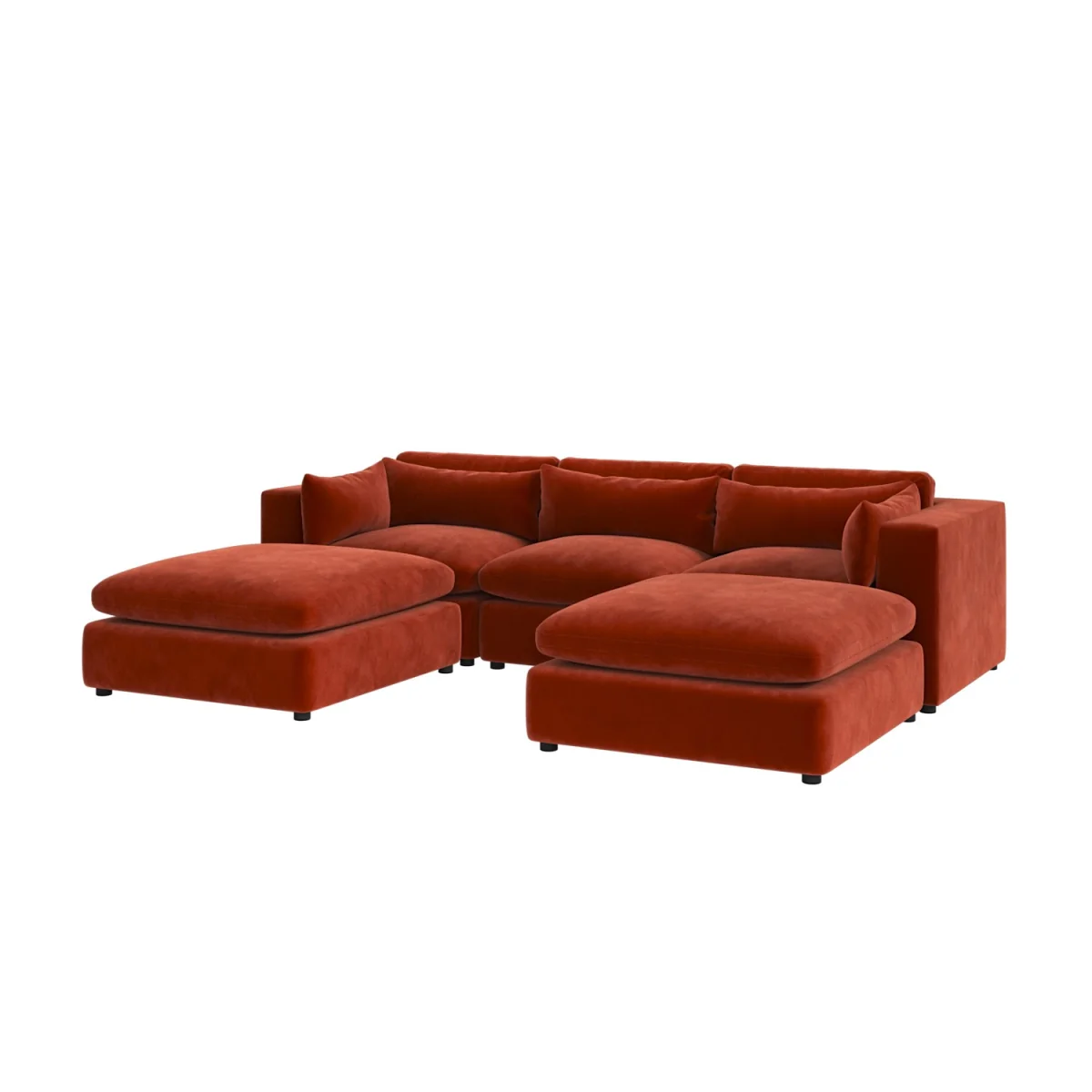 Burnt Orange Velvet U-Shaped Sofa - Hudson – image 5