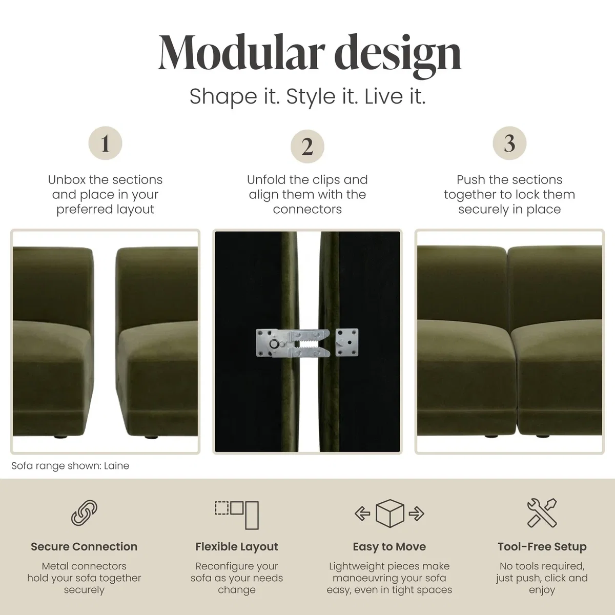 Beige Boucle U-Shaped Sofa - Hudson – image 5