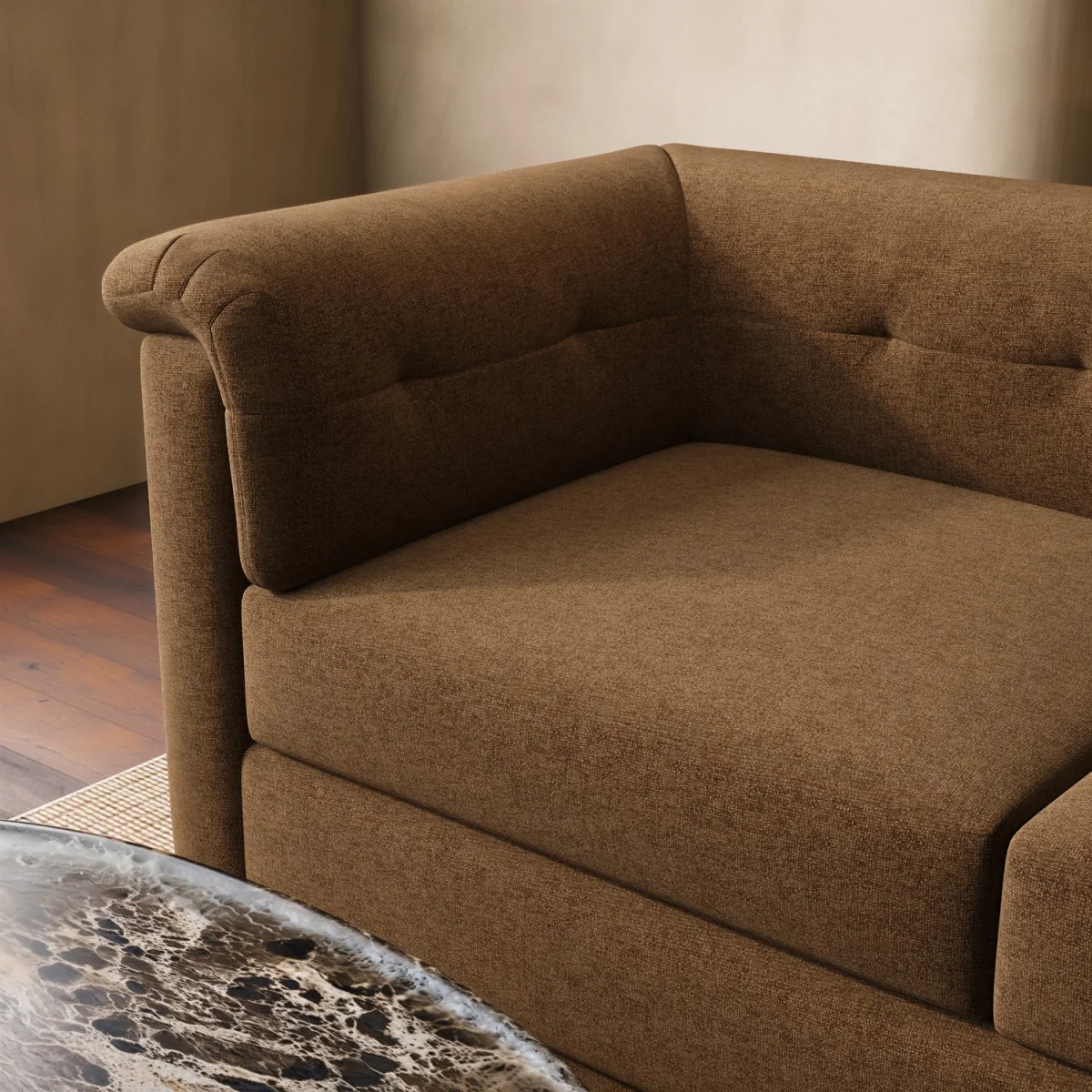 Brown Chenille 3 Seater Sofa - Caleb – image 3