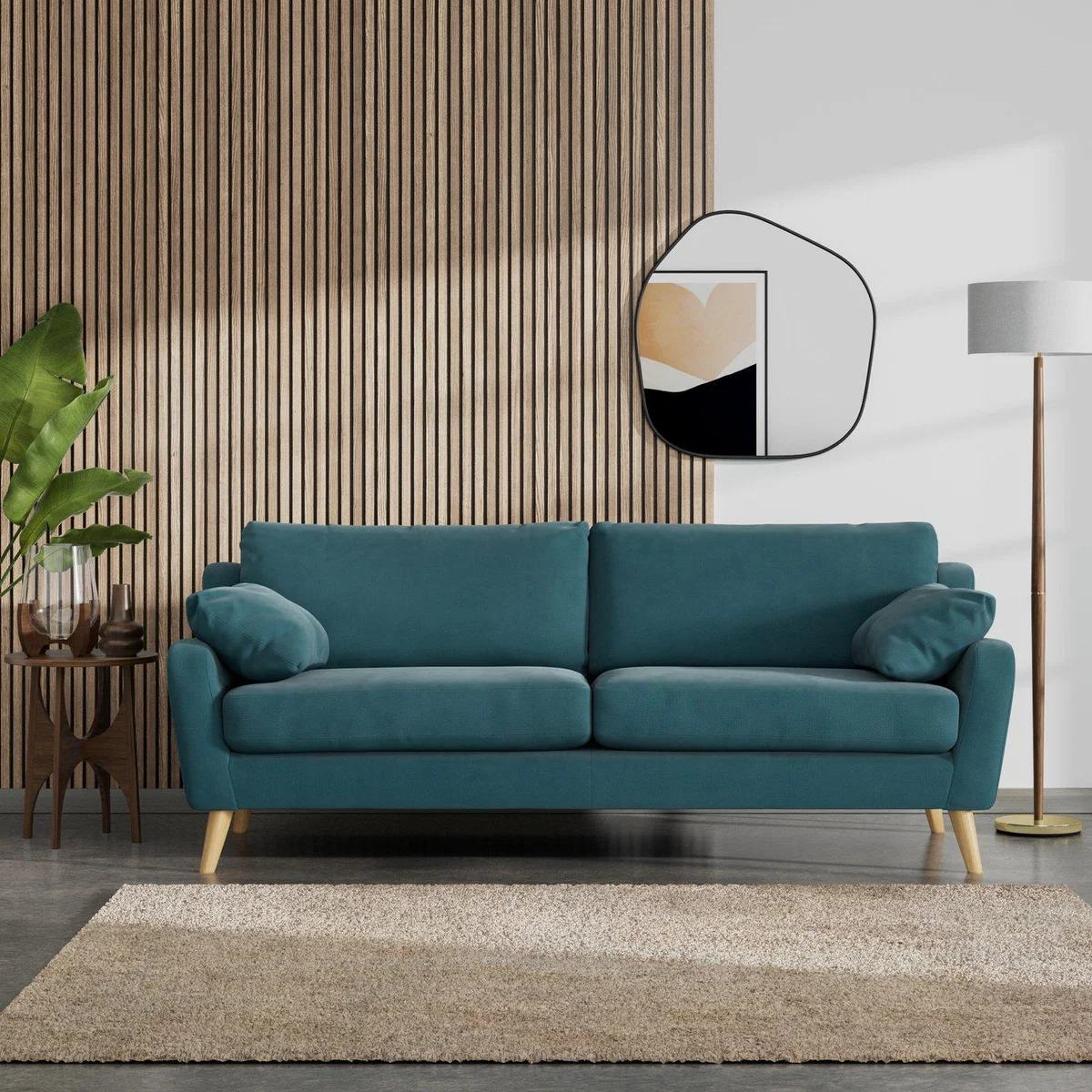 Habitat Ivor Fabric 4 Seater Sofa - Teal - Ash Leg – image 2