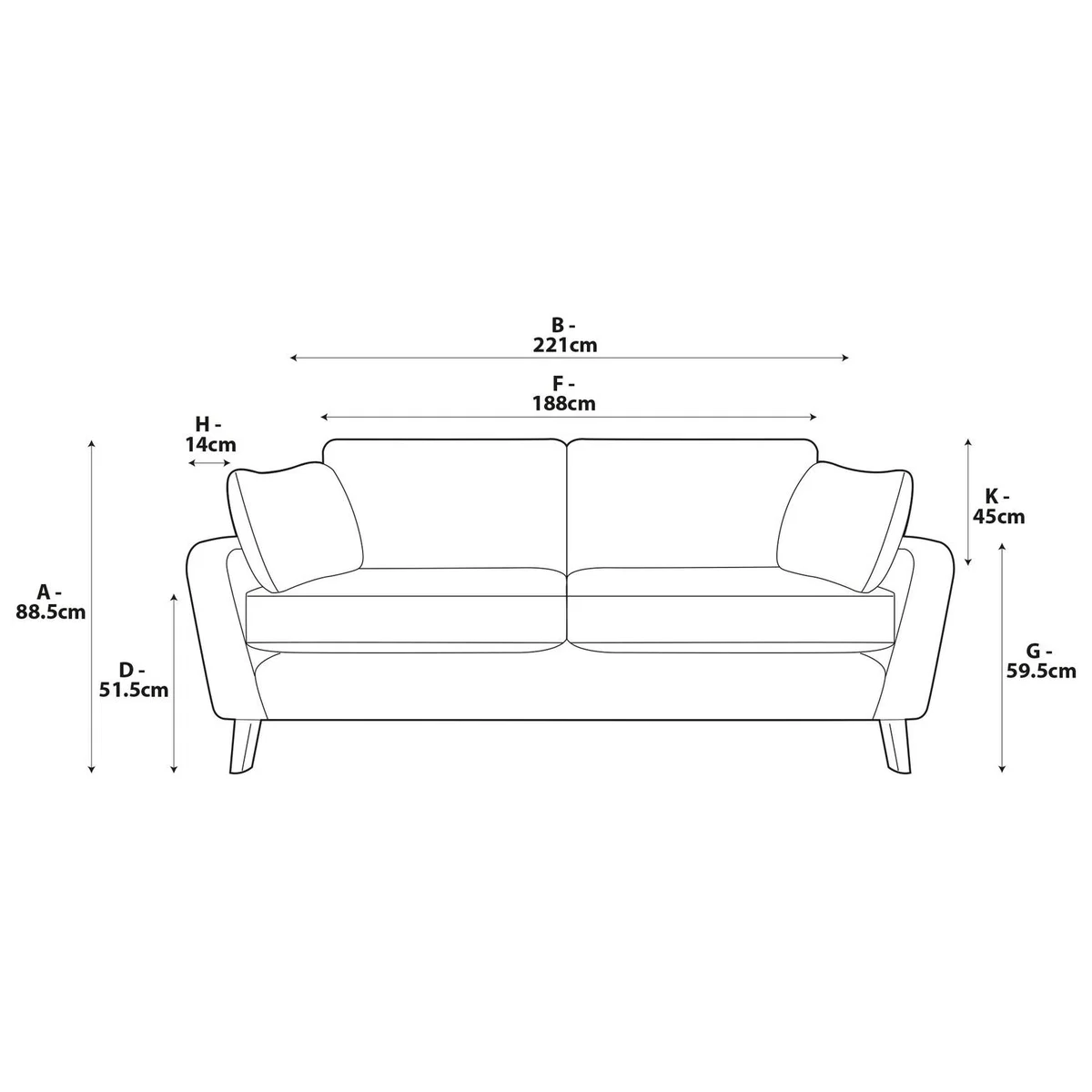 Habitat Ivor Fabric 4 Seater Sofa - Teal - Ash Leg – image 7