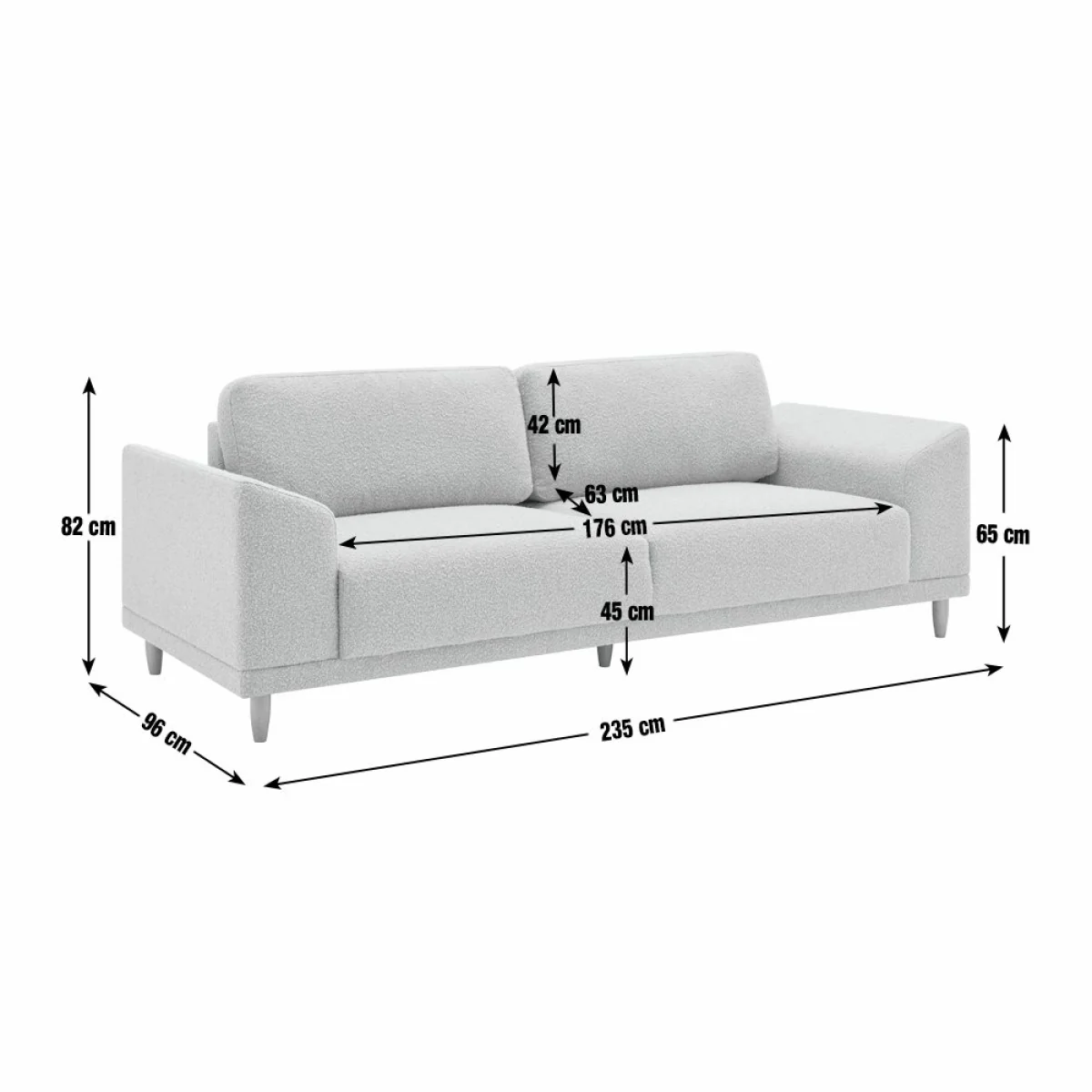 Habitat Draper Boucle 3 Seater Sofa - Natural – image 8