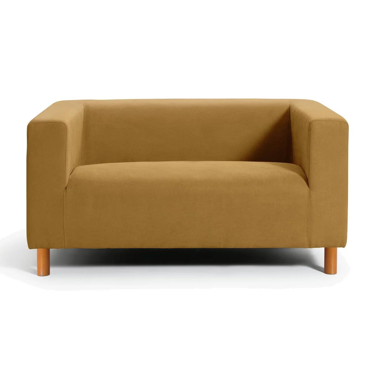 Habitat Moda Compact 2 Seater Velvet Sofa - Mustard