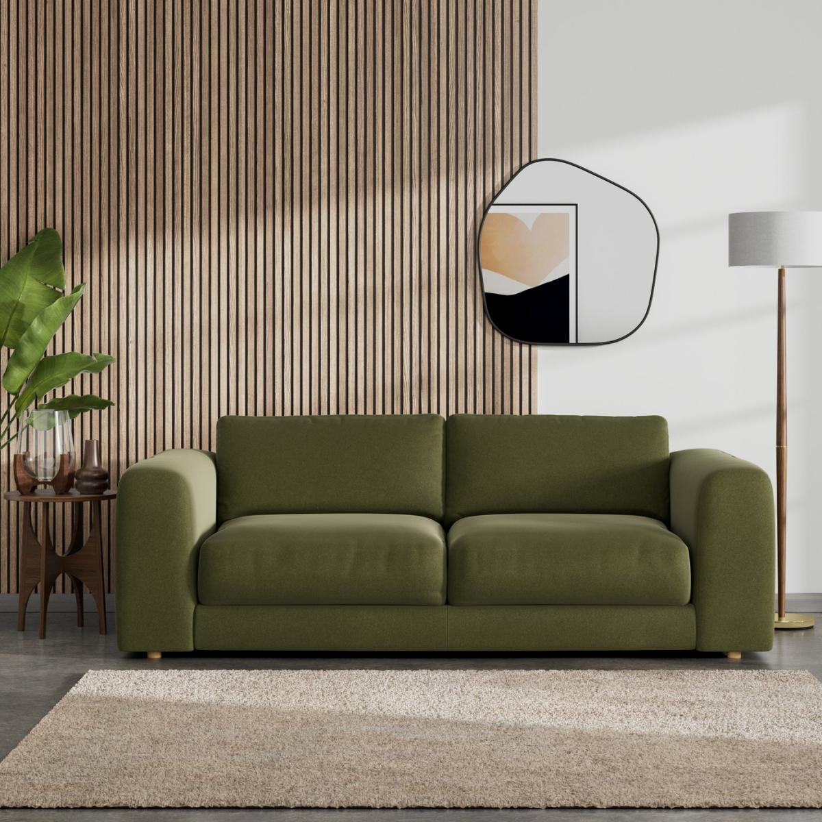 Habitat Ayr Large Velvet 3 Seater Sofa - Moss Green – image 2