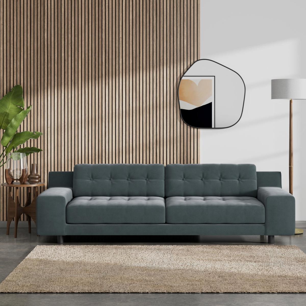 Habitat Hendricks Fabric 4 Seater Sofa - Charcoal- Black Leg – image 2