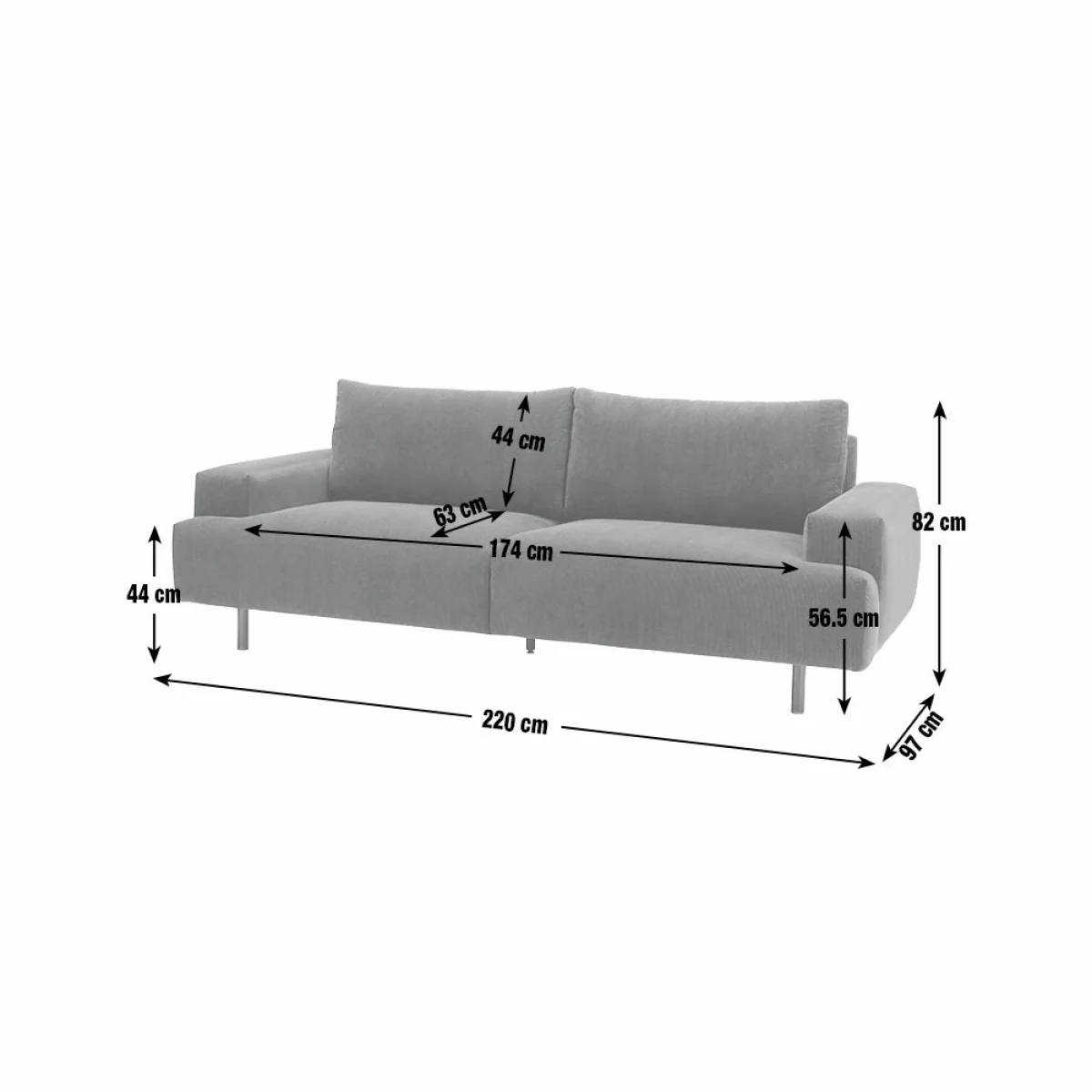 Habitat Julien Fabric 3 Seater Sofa - Charcoal – image 7