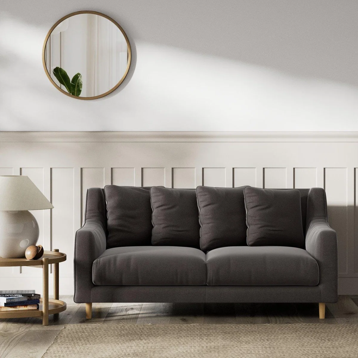 Habitat Swift Velvet 2 Seater Sofa - Grey - Ash Leg – image 2