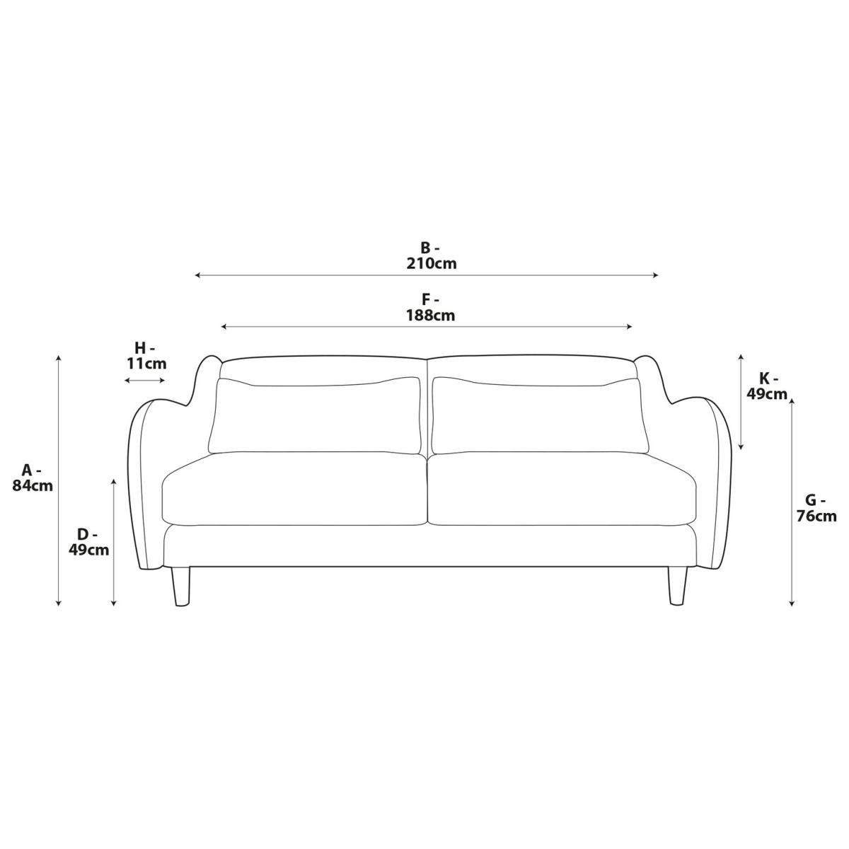 Habitat Turnmil Fabric 3 Seater Sofa - Grey - Ash Leg – image 7