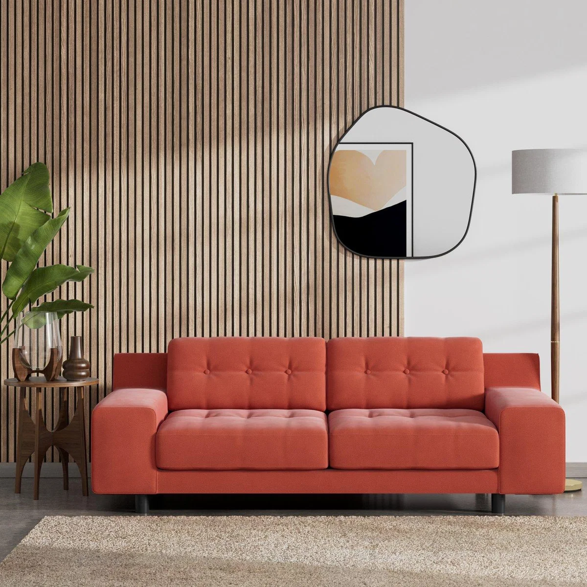 Habitat Hendricks Fabric 3 Seater Sofa - Papaya - Black Leg – image 2