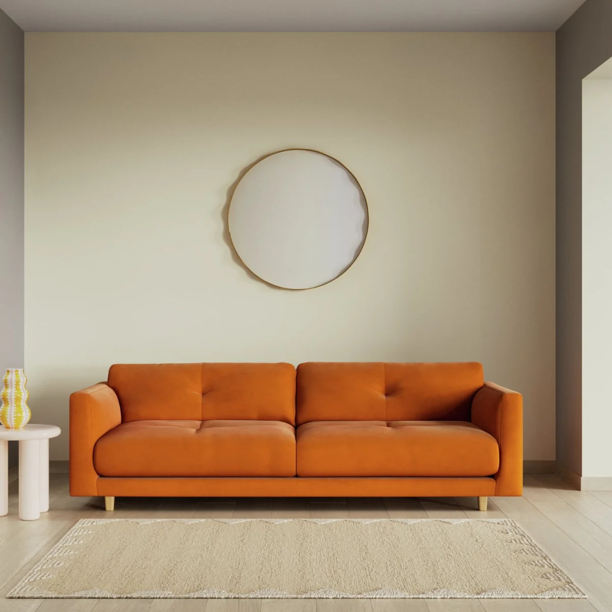 Habitat Emely Fabric 4 Seater Sofa - Orange - Ash Leg – image 2