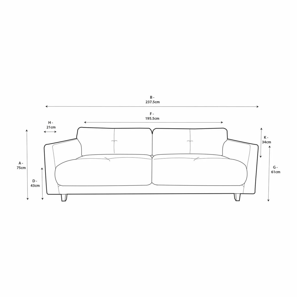 Habitat Emely Fabric 4 Seater Sofa - Orange - Ash Leg – image 7