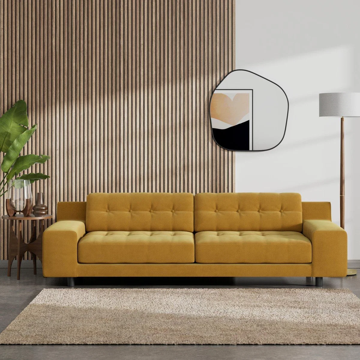 Habitat Hendricks Fabric 4 Seater Sofa - Gold - Black Leg – image 2