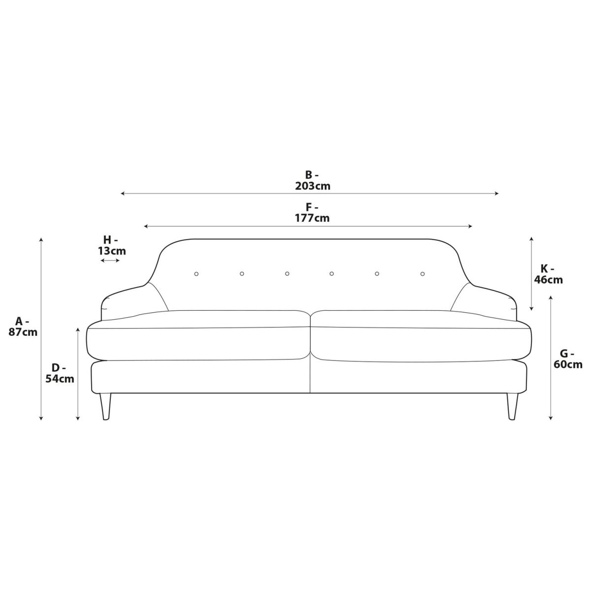 Habitat Frome Fabric 3 Seater Sofa - Grey - Dark Leg – image 7