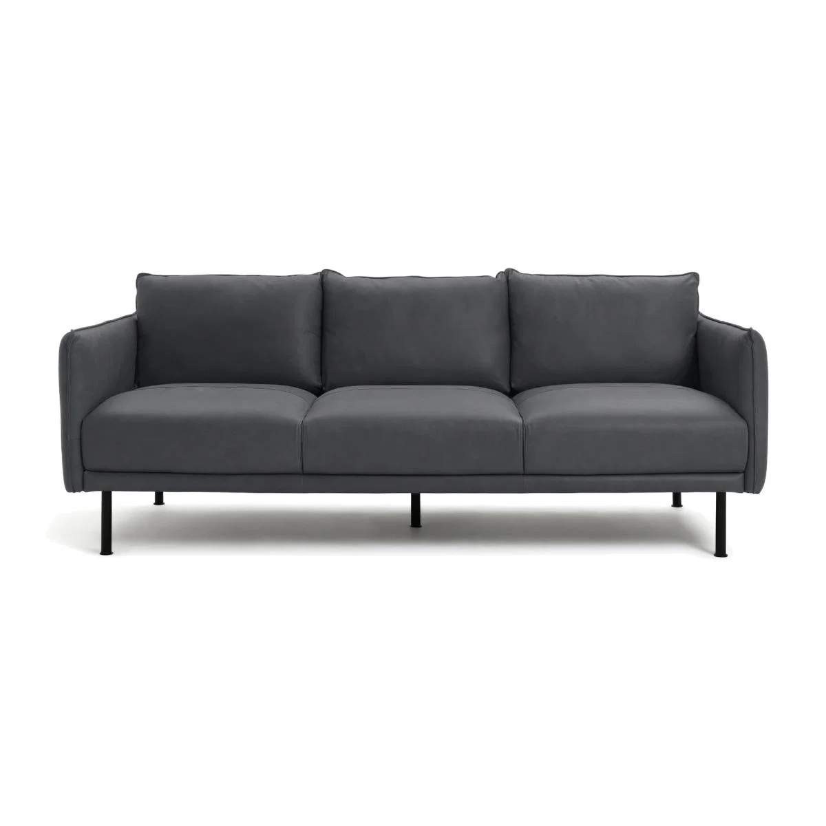 Habitat Moore 4 Seater Leather Sofa - Dark Grey