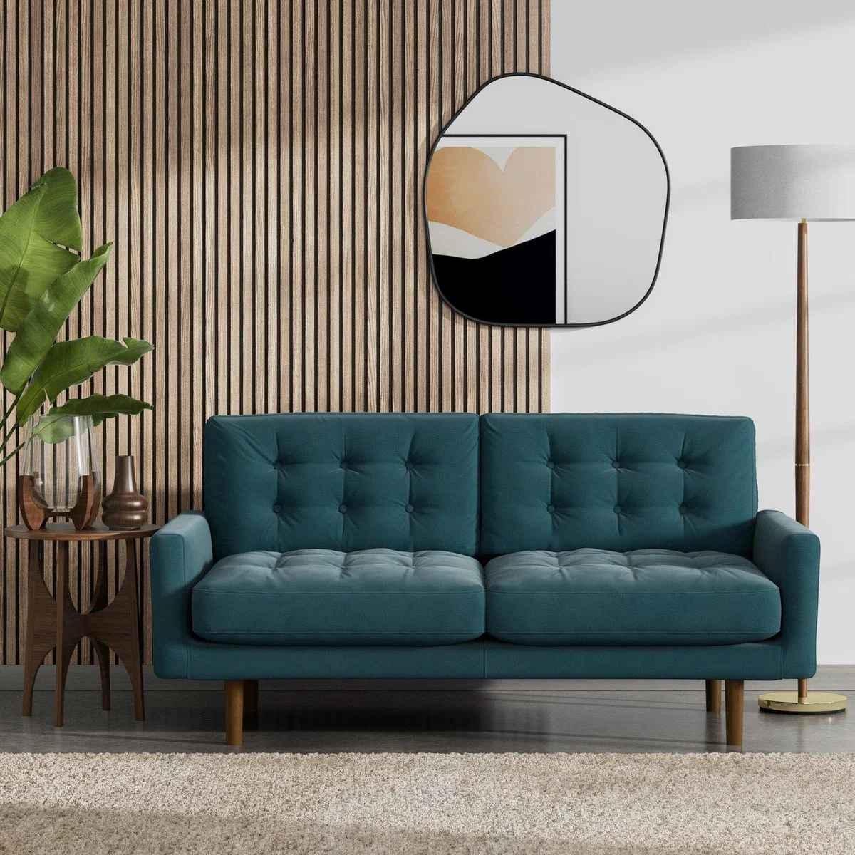 Habitat Fenner Fabric 2 Seater Sofa - Teal - Dark Leg – image 2