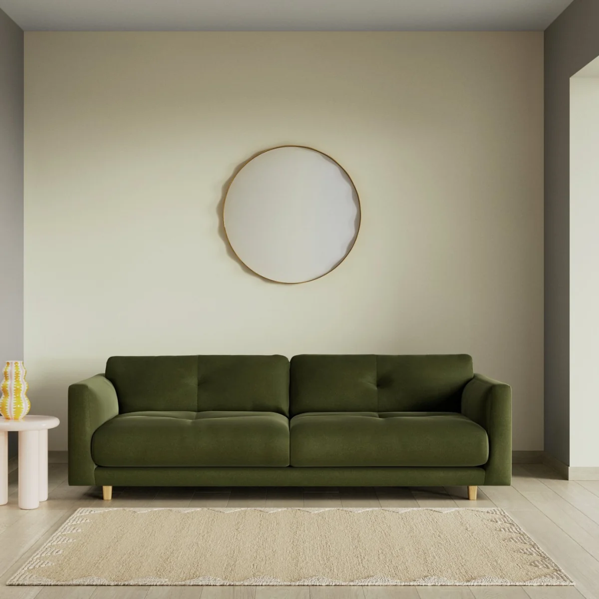 Habitat Emely Velvet 4 Seater Sofa - Moss Green - Ash Leg – image 2