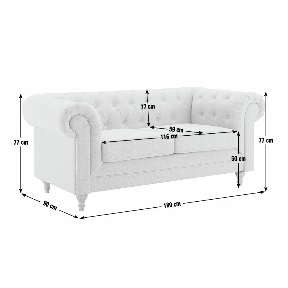 Habitat Chesterfield 2 Seater Fabric Sofa - Natural – image 7