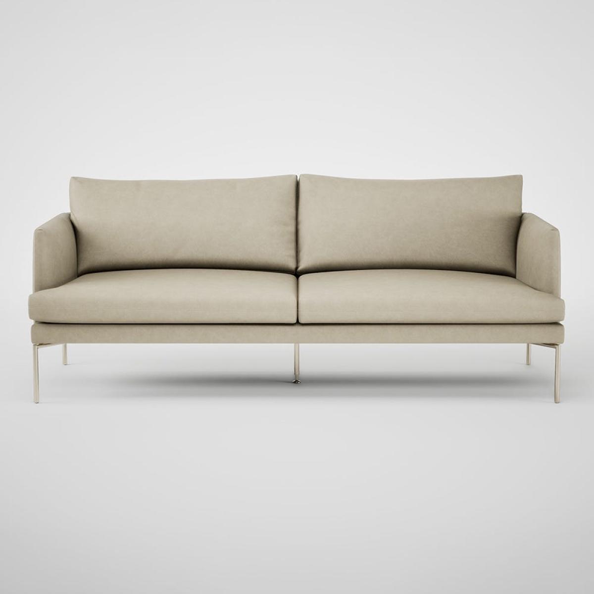 Heal's Matera 3 Seater Sofa Grain Leather Storm 006 Stainless Steel Foot – image 2