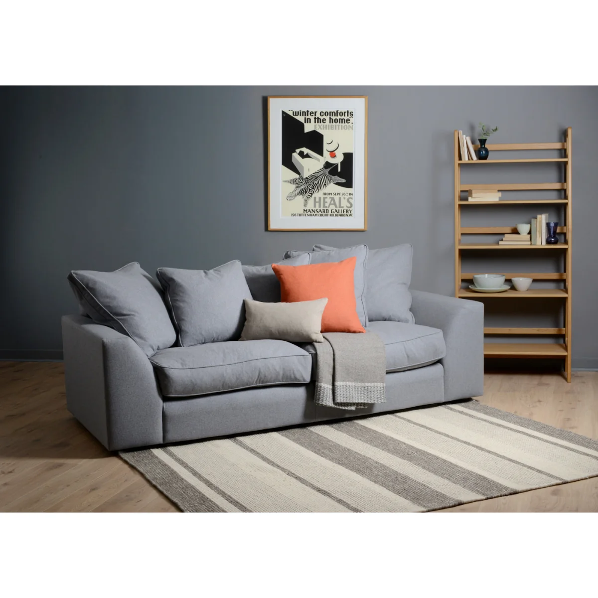 Heal's Cumulus 4 Seater Sofa Cotton Velvet Evergreen Black Feet – image 2