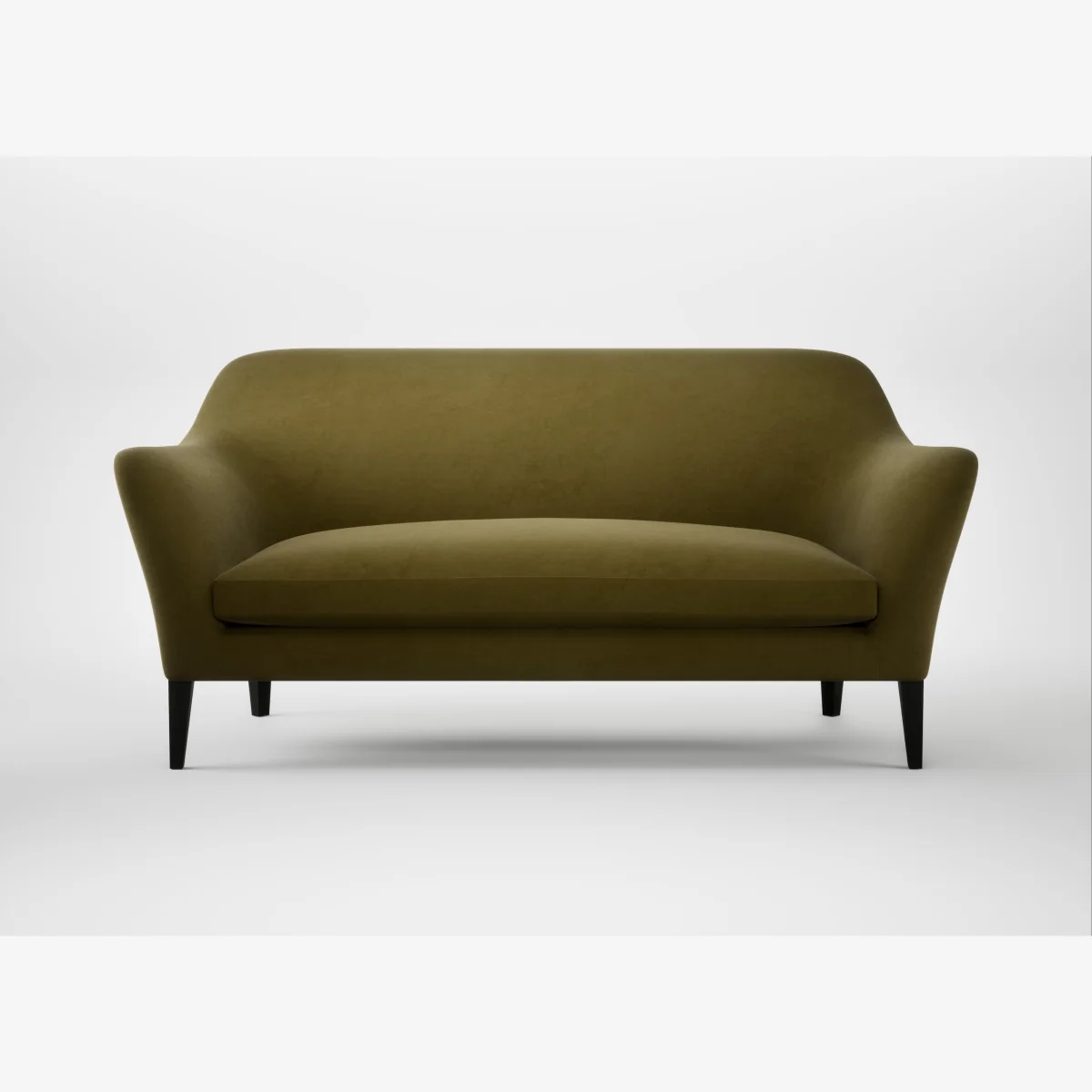 Heal's Wallis 3 Seater Sofa Wool Velvet Olive Black Feet