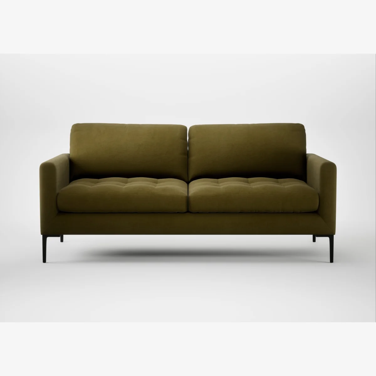 Heal's Eton 3 Seater Sofa Wool Velvet Olive Black Feet – image 1