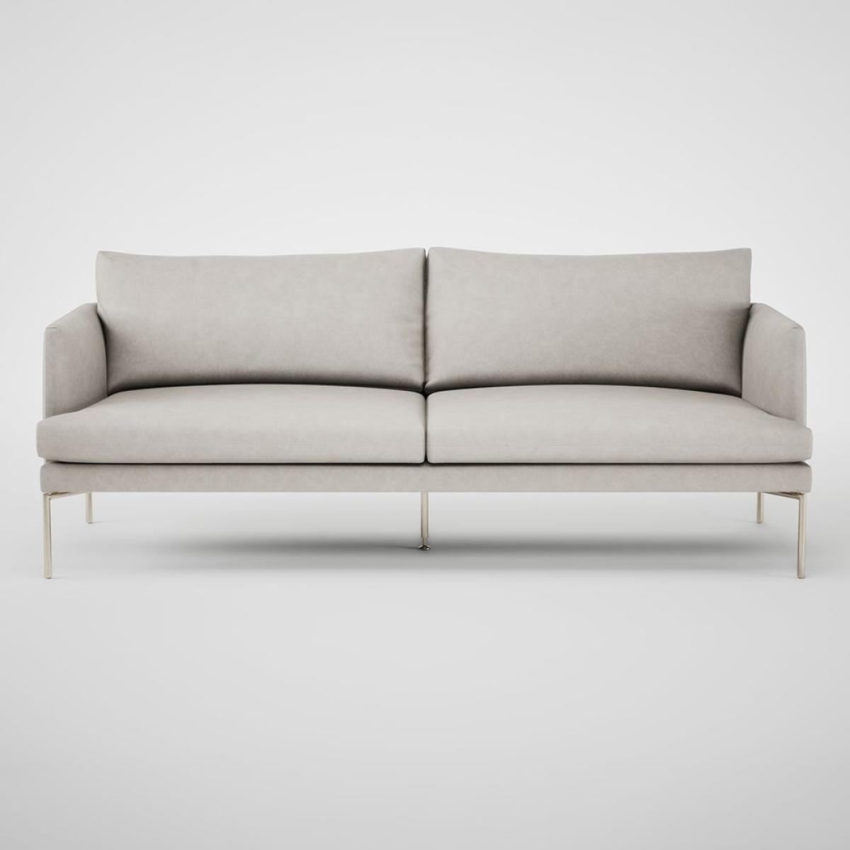 Heal's Matera 3 Seater Sofa Grain Leather White 000 Stainless Steel Foot – image 2