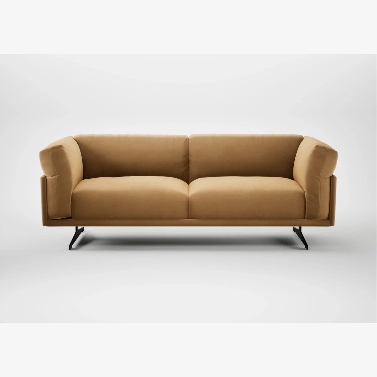 Heal's Novara 3 Seater Sofa Wool Velvet Camel Black Feet – image 1