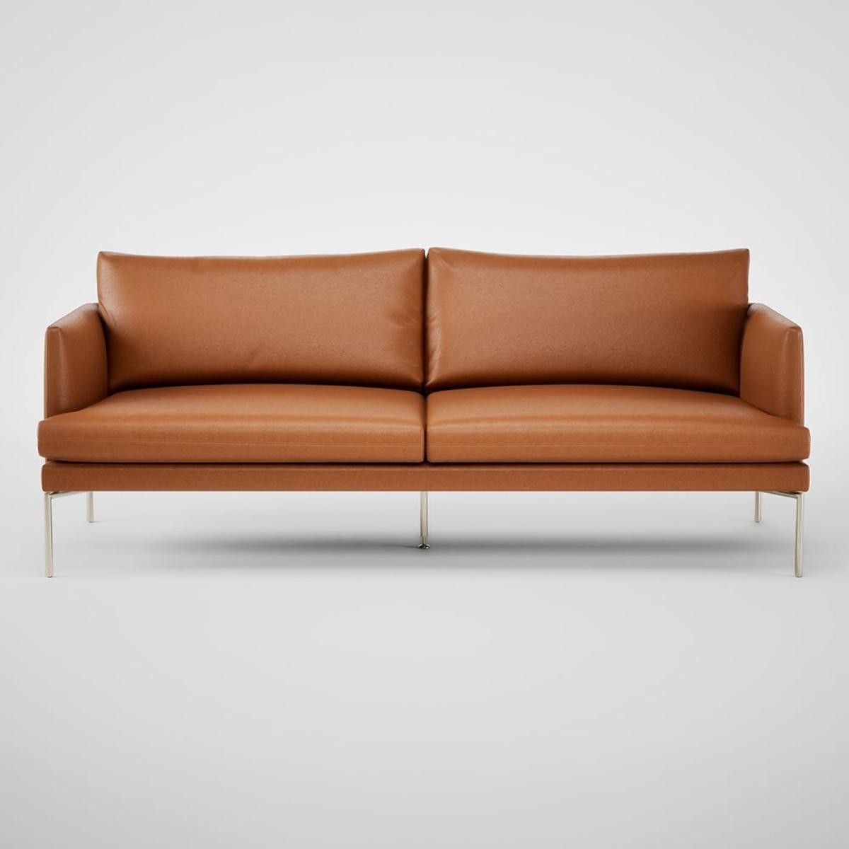 Heal's Matera 3 Seater Sofa Daino Leather Treacle 002 Stainless Steel Foot – image 2