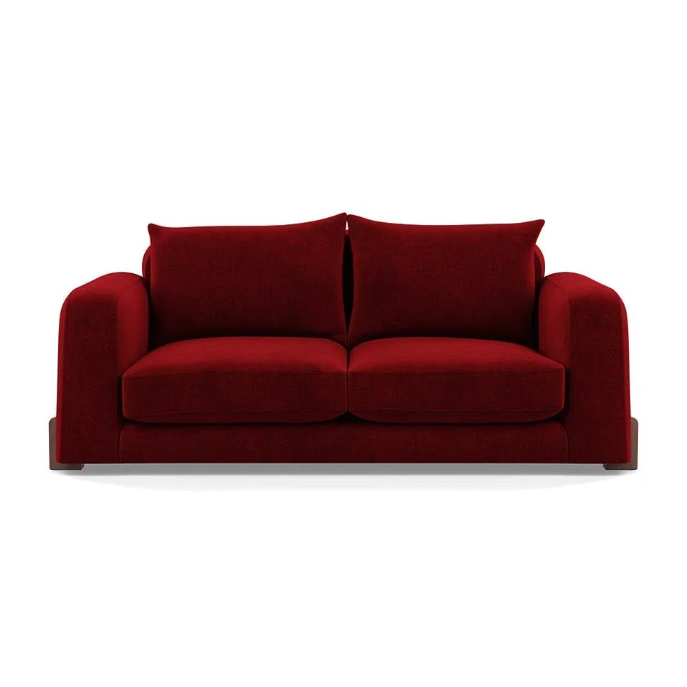 Heal's Nuvola 2 Seater Sofa Smart Luxe Velvet Mulberry Walnut Stained Feet