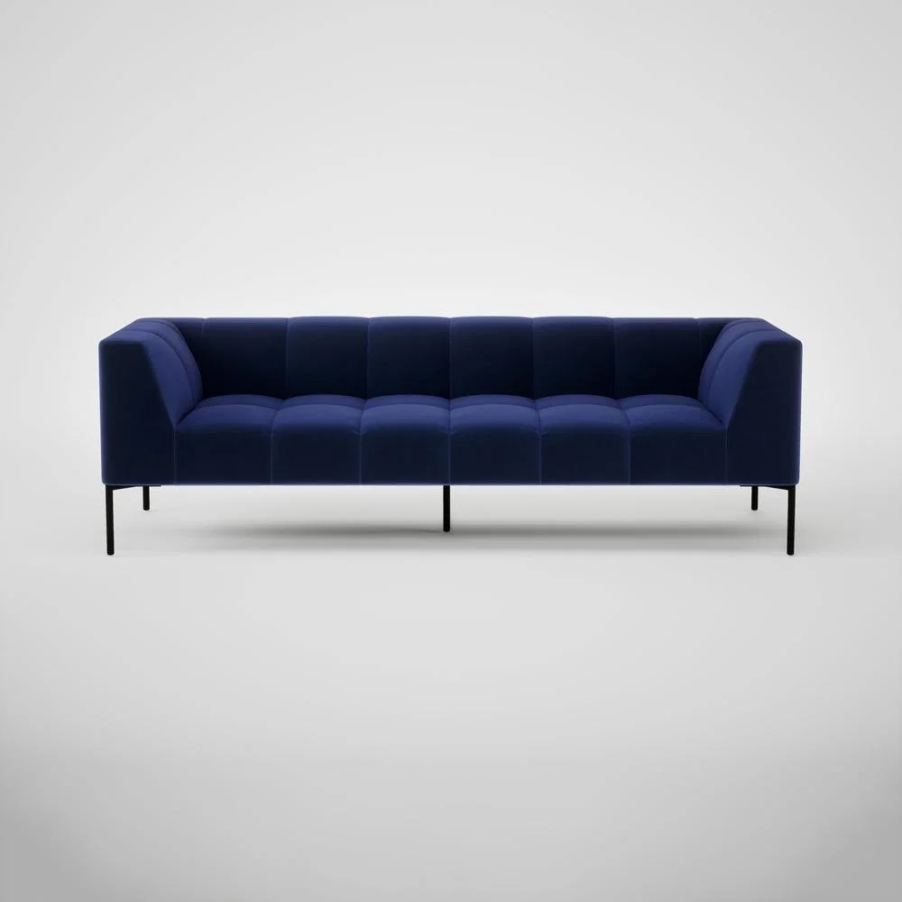 Heal's Quadro 4 Seater Sofa Nobilis Velvet Neptune Black Feet – image 1