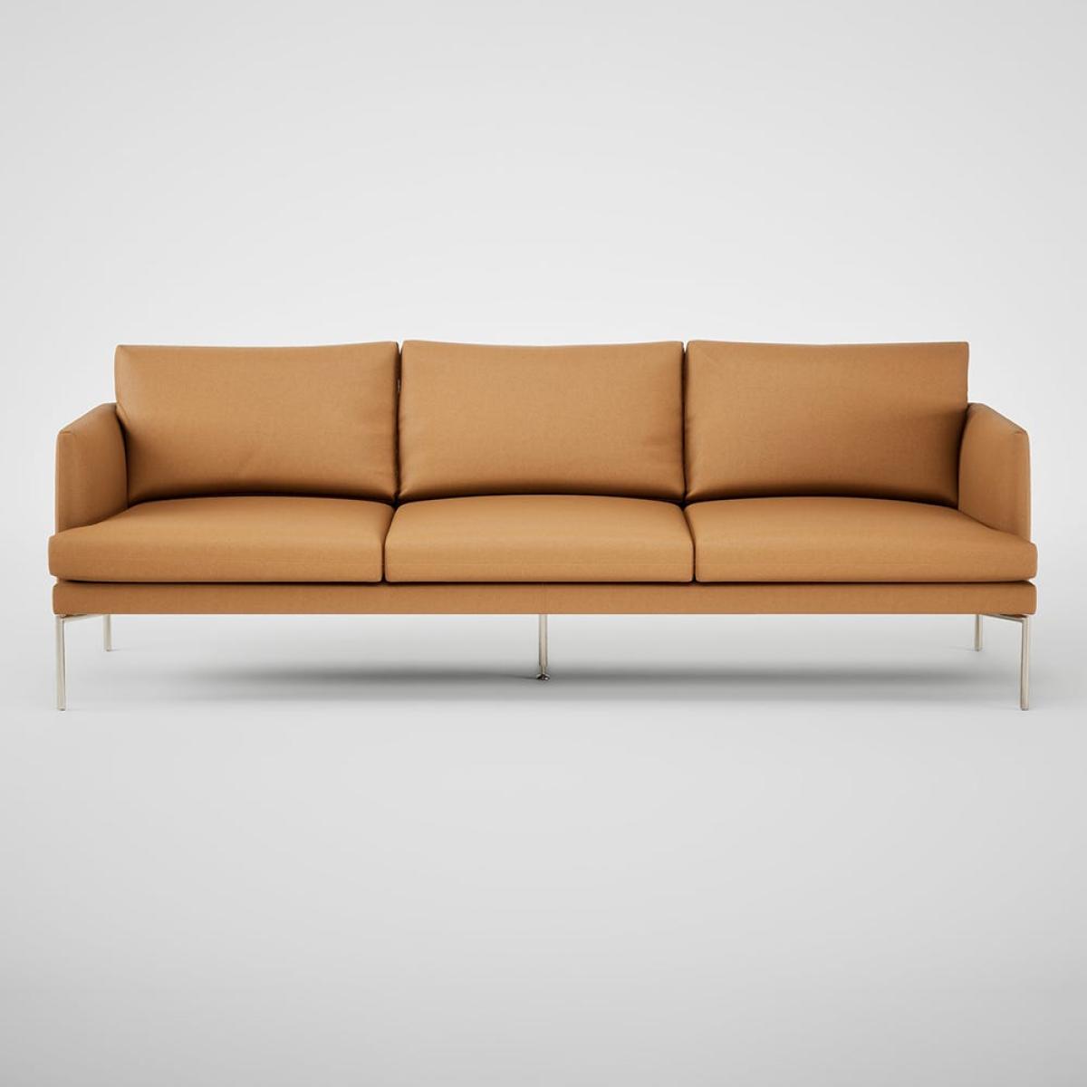 Heal's Matera 4 Seater Sofa Daino Leather Parchment Stainless Steel Foot – image 2