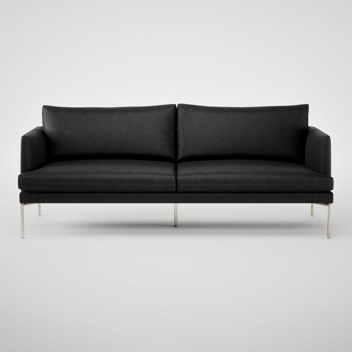 Heal's Matera 3 Seater Sofa Grain Leather Graphite 063 Stainless Steel Foot – image 2