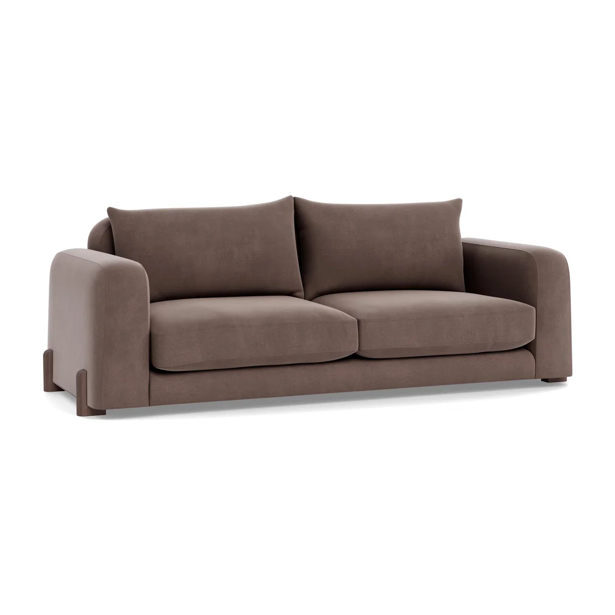 Heal's Nuvola 4 Seater Sofa Smart Velvet Mouse Walnut Stained Feet – image 1