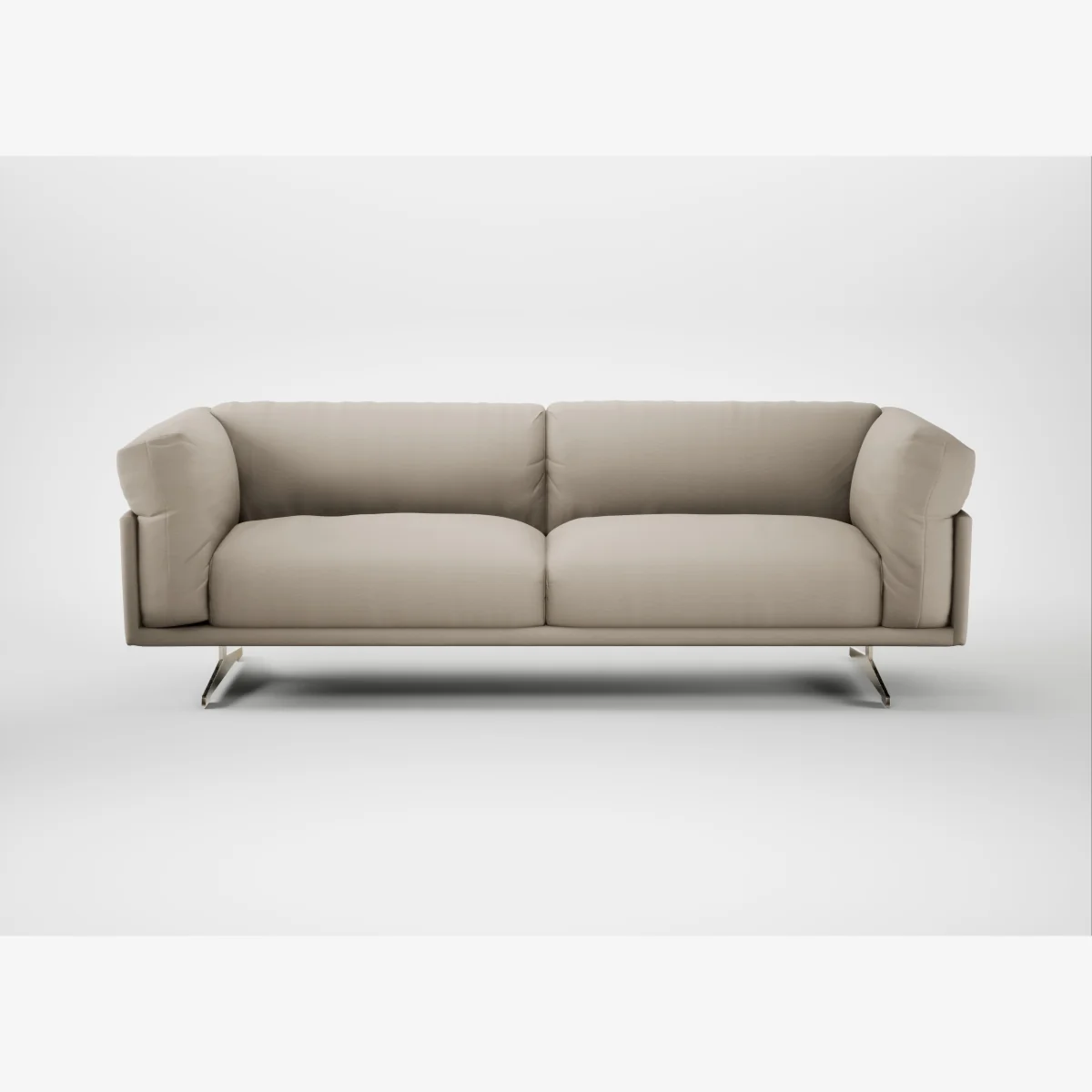 Heal's Novara 4 Seater Sofa Broad Weave Putty Stainless Steel Feet – image 1
