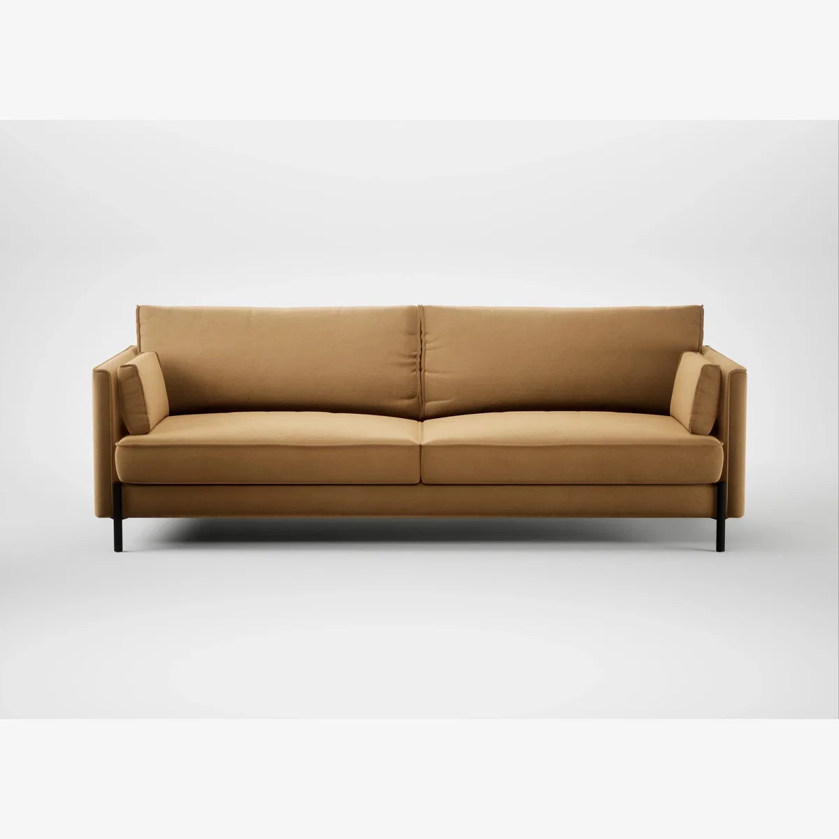Heal's Tortona 4 Seater Sofa Wool Velvet Camel Black Feet – image 1