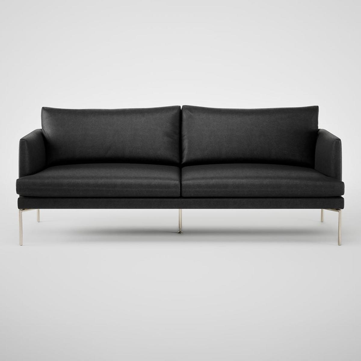 Heal's Matera 3 Seater Sofa Linea Leather Black 622 Stainless Steel Foot – image 2