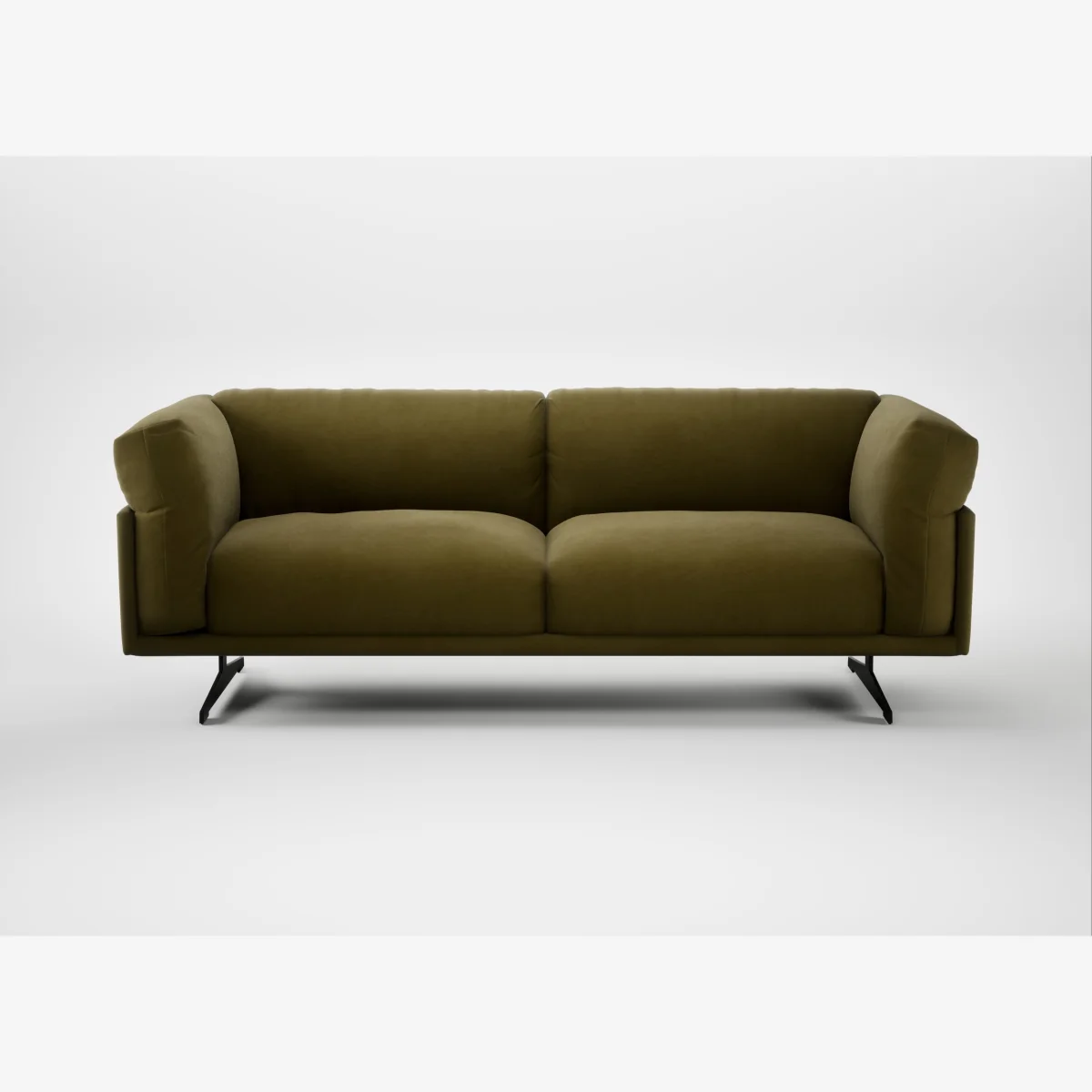 Heal's Novara 4 Seater Sofa Wool Velvet Olive Black Feet – image 1