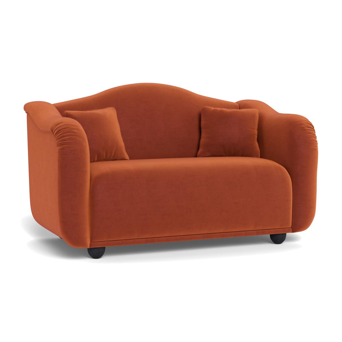 Heal's Tetbury 2 Seater Sofa Velvet Russet Black Feet – image 1