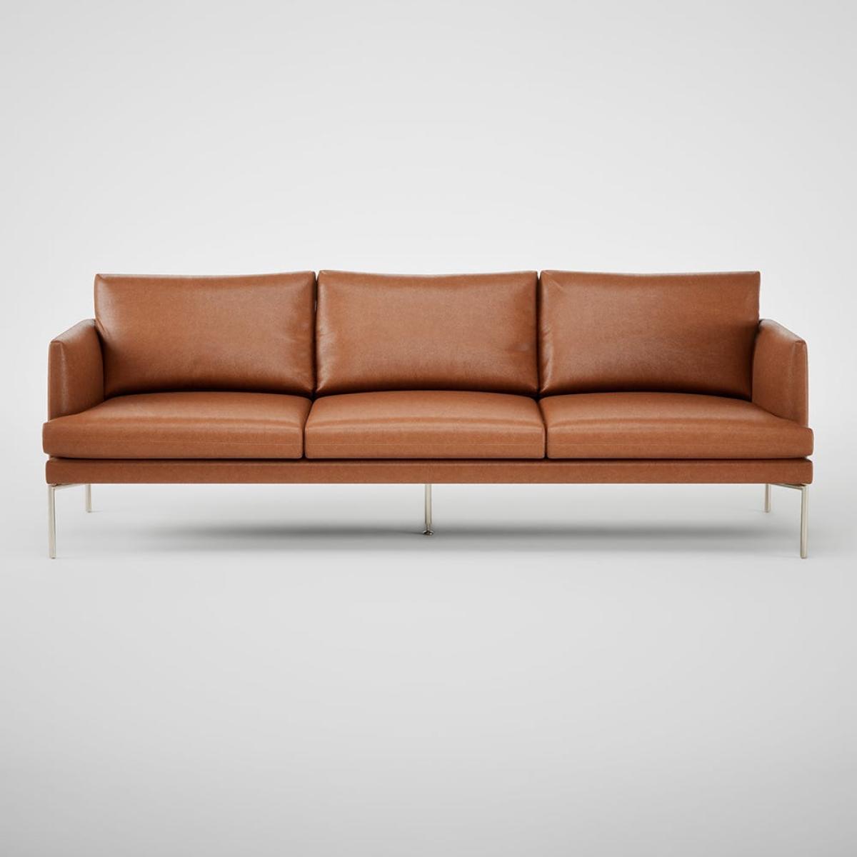 Heal's Matera 4 Seater Sofa Linea Leather Brown 680 Stainless Steel Foot – image 2