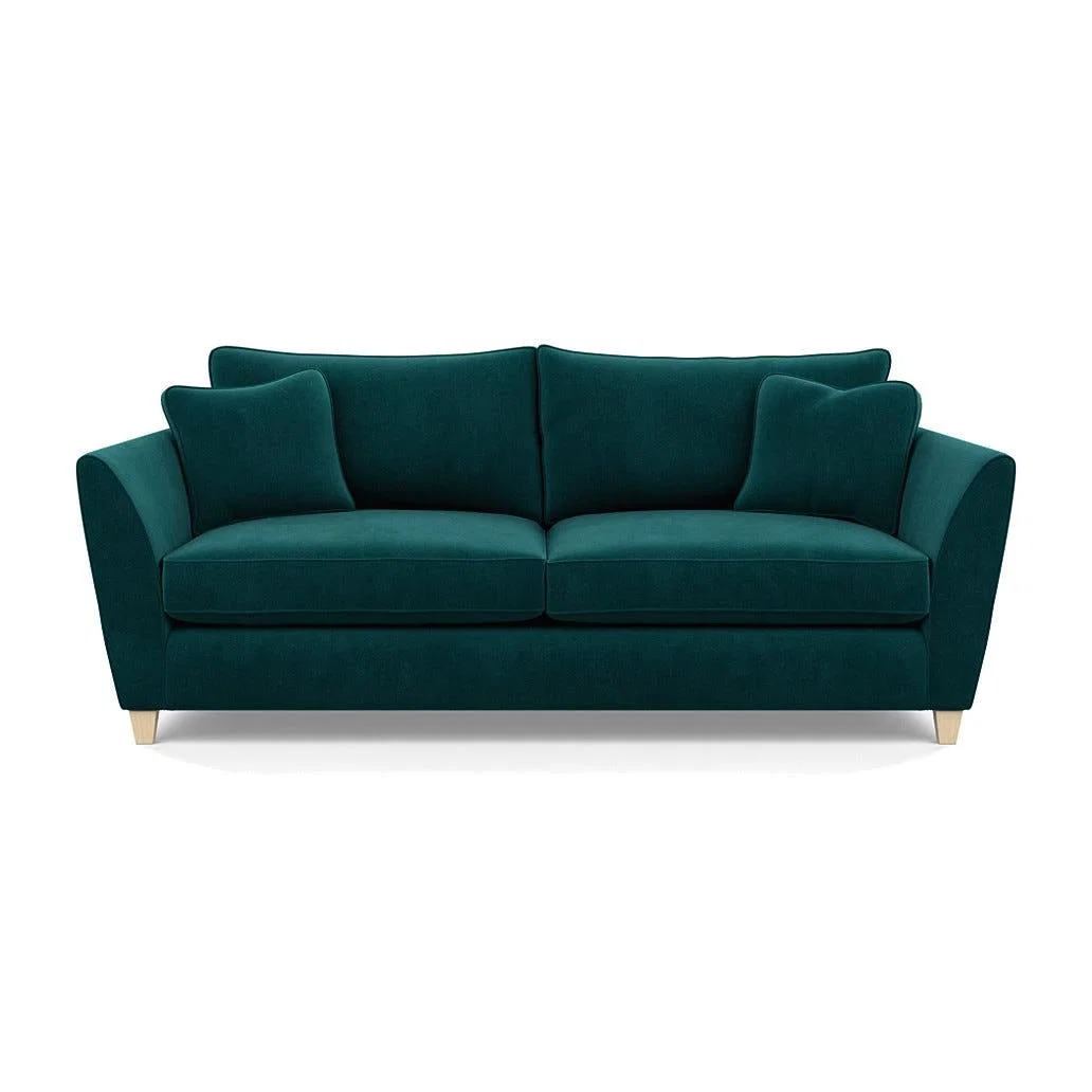 Heal's Torino 4 Seater Sofa Smart Luxe Velvet Ocean Natural Feet