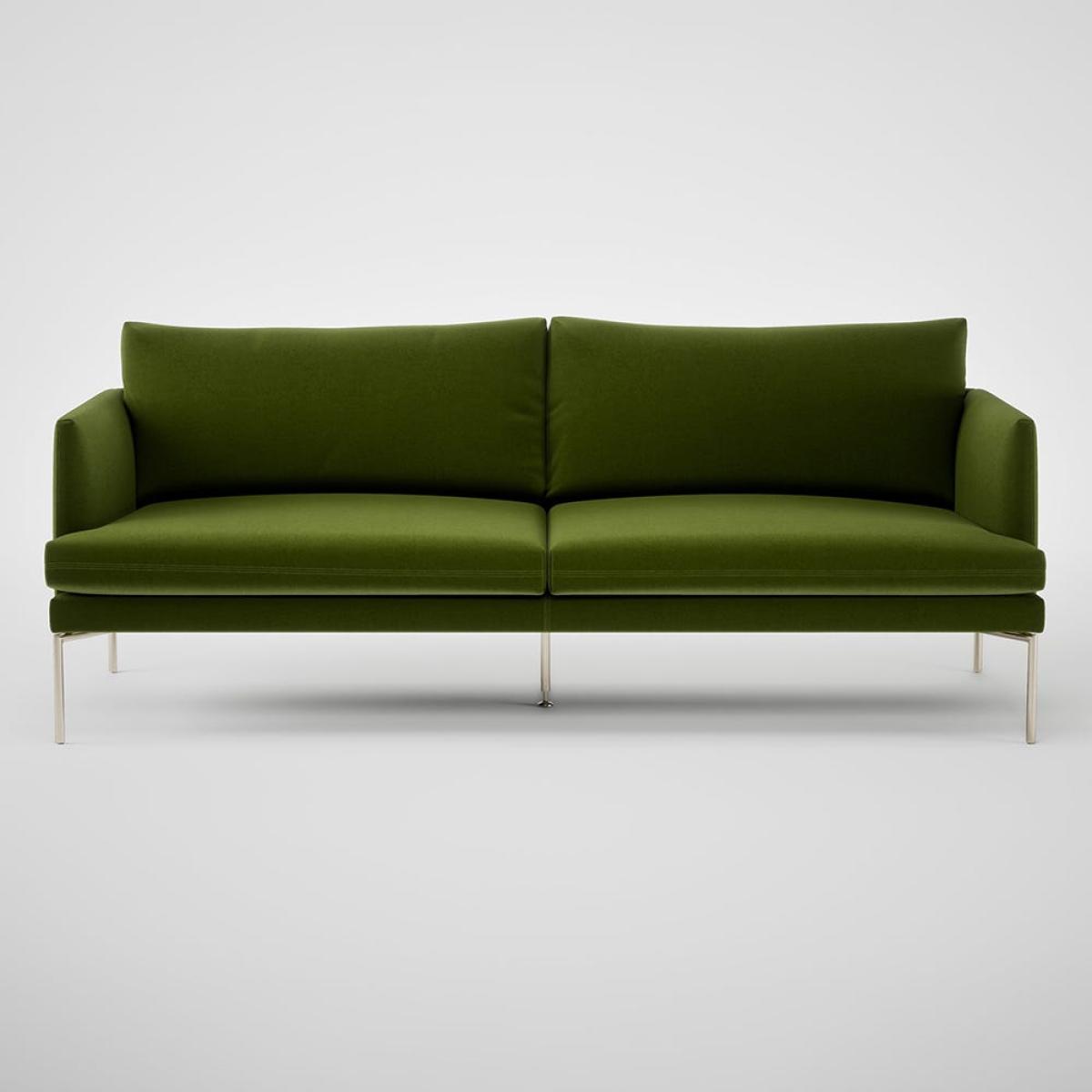 Heal's Matera 3 Seater Sofa Nobilis Velvet Leaf 18 Stainless Steel Foot – image 2