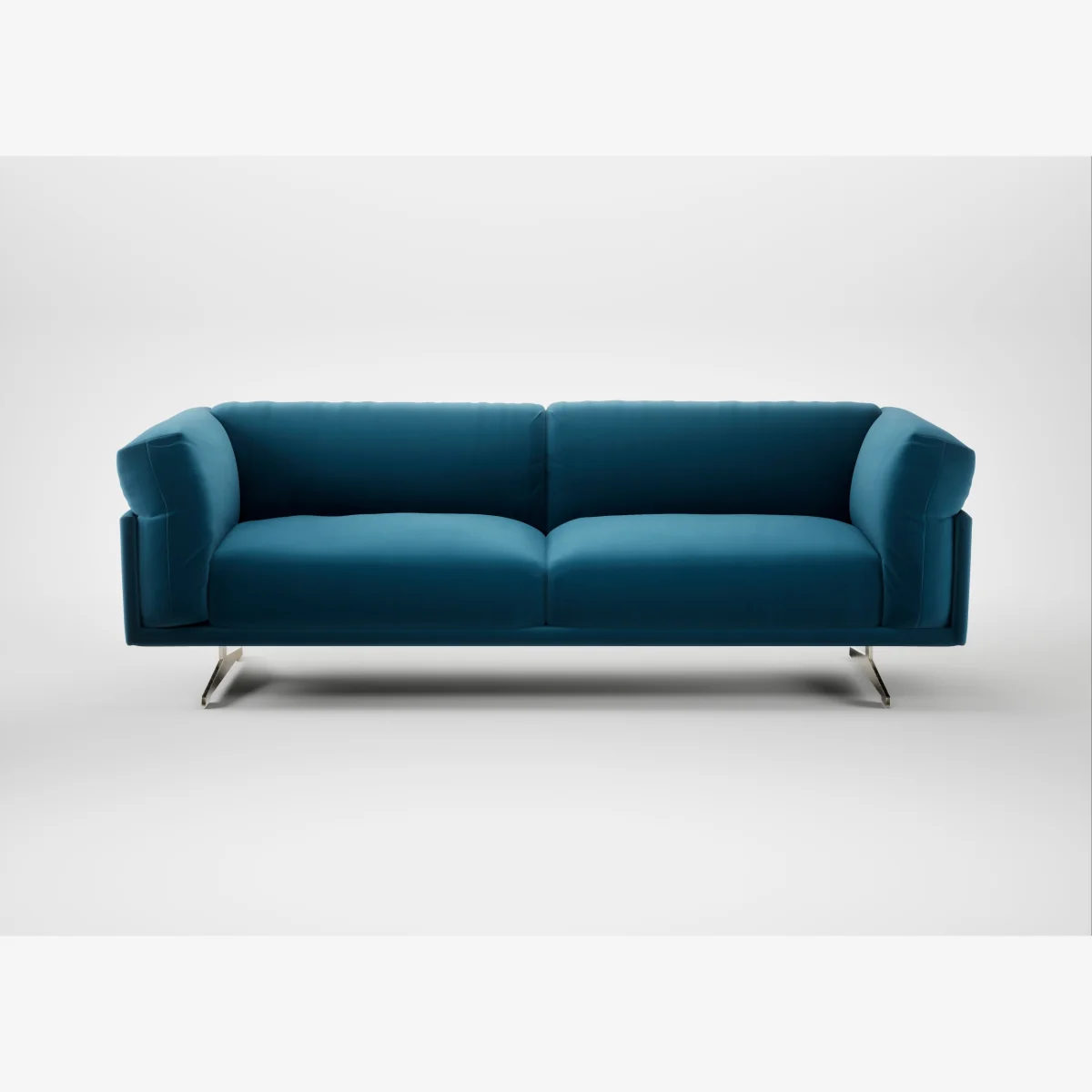Heal's Novara 4 Seater Sofa Smart Velvet Ocean Blue Stainless Steel Feet – image 1