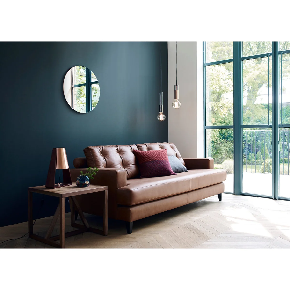 Heal's Mistral 3 Seater Sofa Cotton Velvet Evergreen Black Feet – image 3